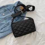 Maxbell Female Woman Casual Shoulder Bag Soft Quilted Fashion Strap Length 132cm Black