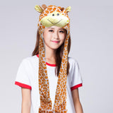 Maxbell Funny Plush Animal Hat Gloves Scarf Fancy Dress Decoration Holiday Hat Giraffe