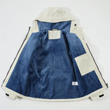 Maxbell Women Hooded Softshell Jacket Hiking Jacket with Pockets for Skiing Cycling XXXL White and Blue