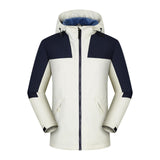 Maxbell Women Hooded Softshell Jacket Hiking Jacket with Pockets for Skiing Cycling XXXL White and Blue