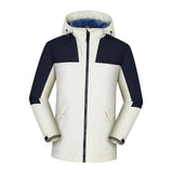 Maxbell Women Hooded Softshell Jacket Hiking Jacket with Pockets for Skiing Cycling XXXL White and Blue