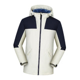 Maxbell Women Hooded Softshell Jacket Hiking Jacket with Pockets for Skiing Cycling XXXL White and Blue