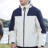 Maxbell Women Hooded Softshell Jacket Hiking Jacket with Pockets for Skiing Cycling XXXL White and Blue