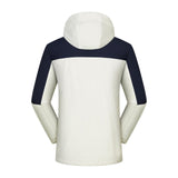 Maxbell Women Hooded Softshell Jacket Hiking Jacket with Pockets for Skiing Cycling XXXL White and Blue