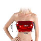 Maxbell Women's Bandeau Top Strapless Sleeveless Top Swimsuit for Performance Red