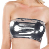 Maxbell Women's Bandeau Top Strapless Sleeveless Top Swimsuit for Performance Gray