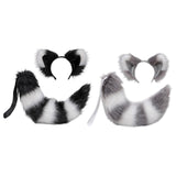 Maxbell Plush Cats Ears Long Tail Cosplay for Stage Shows Animal Themed Parties Black