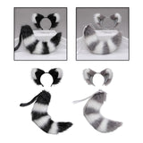 Maxbell Plush Cats Ears Long Tail Cosplay for Stage Shows Animal Themed Parties Black