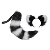 Maxbell Plush Cats Ears Long Tail Cosplay for Stage Shows Animal Themed Parties Black