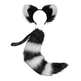 Maxbell Plush Cats Ears Long Tail Cosplay for Stage Shows Animal Themed Parties Black