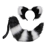 Maxbell Plush Cats Ears Long Tail Cosplay for Stage Shows Animal Themed Parties Black