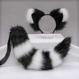 Maxbell Plush Cats Ears Long Tail Cosplay for Stage Shows Animal Themed Parties Black