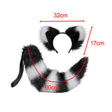 Maxbell Plush Cats Ears Long Tail Cosplay for Stage Shows Animal Themed Parties Black