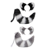 Maxbell Plush Cats Ears Long Tail Cosplay for Stage Shows Animal Themed Parties Black