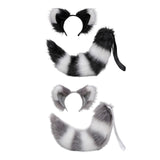Maxbell Plush Cats Ears Long Tail Cosplay for Stage Shows Animal Themed Parties Black