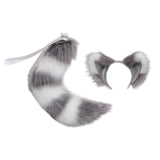 Maxbell Plush Cats Ears Long Tail Cosplay for Stage Shows Animal Themed Parties Gray