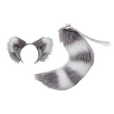 Maxbell Plush Cats Ears Long Tail Cosplay for Stage Shows Animal Themed Parties Gray