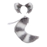 Maxbell Plush Cats Ears Long Tail Cosplay for Stage Shows Animal Themed Parties Gray
