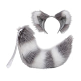 Maxbell Plush Cats Ears Long Tail Cosplay for Stage Shows Animal Themed Parties Gray