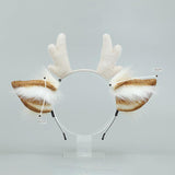 Maxbell Deer Antlers Headband Cute with Ears Headdress Headpiece Headwear White