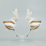 Maxbell Deer Antlers Headband Cute with Ears Headdress Headpiece Headwear White
