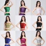 Maxbell Stretch Belly Dance Sequin Tube Top Off Shoulder Costume for Festival White