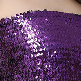 Maxbell Stretch Belly Dance Sequin Tube Top Off Shoulder Costume for Festival Purple