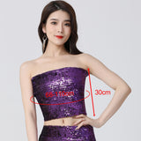 Maxbell Stretch Belly Dance Sequin Tube Top Off Shoulder Costume for Festival Purple