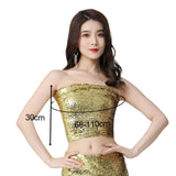Maxbell Stretch Belly Dance Sequin Tube Top Off Shoulder Costume for Festival Aureate