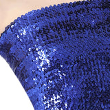 Maxbell Stretch Belly Dance Sequin Tube Top Off Shoulder Costume for Festival Dark Blue
