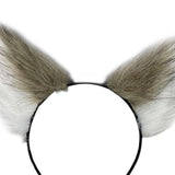 Maxbell Cat Fox Ear Hair Hoop Hair Band Headwear Novelty for Women Girls Photo Props White Coffee