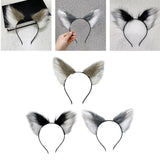Maxbell Cat Fox Ear Hair Hoop Hair Band Headwear Novelty for Women Girls Photo Props White Coffee