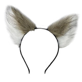 Maxbell Cat Fox Ear Hair Hoop Hair Band Headwear Novelty for Women Girls Photo Props White Coffee
