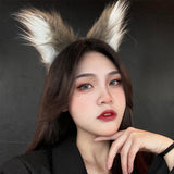 Maxbell Cat Fox Ear Hair Hoop Hair Band Headwear Novelty for Women Girls Photo Props White Coffee