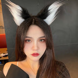 Maxbell Cat Fox Ear Hair Hoop Hair Band Headwear Novelty for Women Girls Photo Props White Black