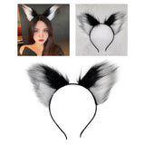 Maxbell Cat Fox Ear Hair Hoop Hair Band Headwear Novelty for Women Girls Photo Props White Black