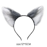 Maxbell Cat Fox Ear Hair Hoop Hair Band Headwear Novelty for Women Girls Photo Props Gray White