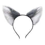 Maxbell Cat Fox Ear Hair Hoop Hair Band Headwear Novelty for Women Girls Photo Props Gray White
