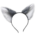 Maxbell Cat Fox Ear Hair Hoop Hair Band Headwear Novelty for Women Girls Photo Props Gray White