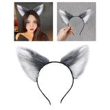 Maxbell Cat Fox Ear Hair Hoop Hair Band Headwear Novelty for Women Girls Photo Props Gray White