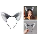 Maxbell Cat Fox Ear Hair Hoop Hair Band Headwear Novelty for Women Girls Photo Props Gray White