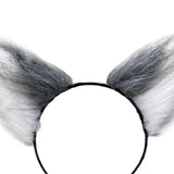 Maxbell Cat Fox Ear Hair Hoop Hair Band Headwear Novelty for Women Girls Photo Props Gray White