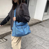 Maxbell Durable Hobo Bag Casual Tote Stylish Handbag Multipurpose for Trip Work Gym Light Blue