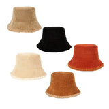 Maxbell Elegant Plush Bucket Hat Autumn Winter Hat for Backpacking Travel Parties Khaki