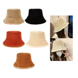 Maxbell Elegant Plush Bucket Hat Autumn Winter Hat for Backpacking Travel Parties Khaki