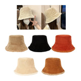 Maxbell Elegant Plush Bucket Hat Autumn Winter Hat for Backpacking Travel Parties Khaki