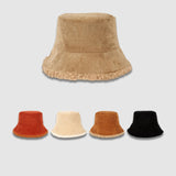 Maxbell Elegant Plush Bucket Hat Autumn Winter Hat for Backpacking Travel Parties Khaki