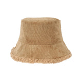 Maxbell Elegant Plush Bucket Hat Autumn Winter Hat for Backpacking Travel Parties Khaki