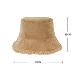 Maxbell Elegant Plush Bucket Hat Autumn Winter Hat for Backpacking Travel Parties Khaki