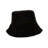 Maxbell Elegant Plush Bucket Hat Autumn Winter Hat for Backpacking Travel Parties Black